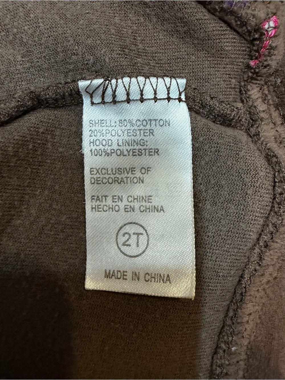 Nike 2T Brown Pink Velour Zip Hoodie Jacket Toddler Girls Hooded Sweatshirt - Picture 4 of 7